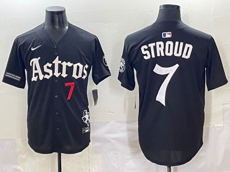 Men 2025 Houston Astros #7 Stroud Black Five generations Joint Name Nike MLB Jersey style 7